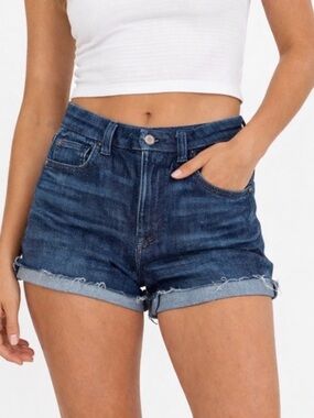American Eagle Next level stretch dark denim cut off jean shorts SZ 4